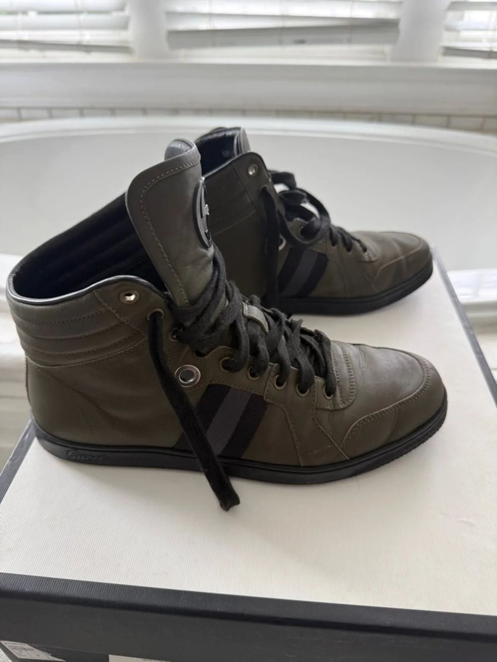 Gucci Men's High-Top Sneakers in Olive